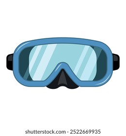 A diving mask with a bright blue frame and clear lenses, ideal for marine exploration or recreational diving.