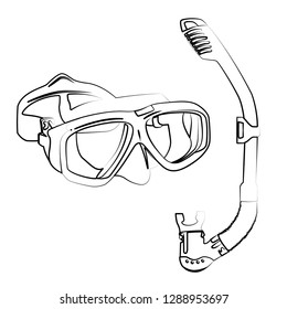 diving mask contour vector illustration