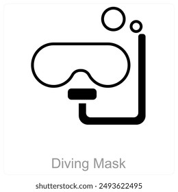 Diving Mask and dive icon concept