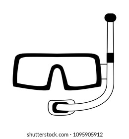 Diving mask equipment in black and white