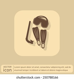 diving mask, fins and snorkel. diving symbol. sea holiday icon