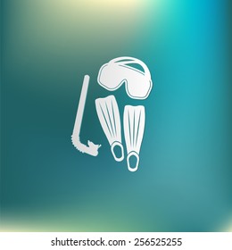 diving mask, fins and snorkel. diving symbol. sea holiday icon