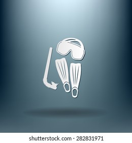 diving mask, fins and snorkel. diving symbol. sea holiday icon