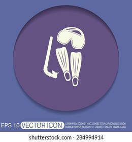 diving mask, fins and snorkel. diving symbol. sea holiday icon