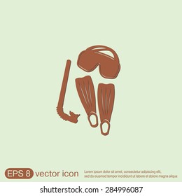 diving mask, fins and snorkel. diving symbol. sea holiday icon