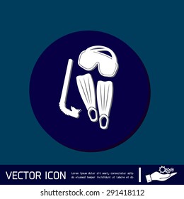 diving mask, fins and snorkel. diving symbol. sea holiday icon
