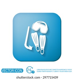 diving mask, fins and snorkel. diving symbol. sea holiday icon