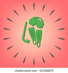 diving mask, fins and snorkel. diving symbol. sea holiday icon