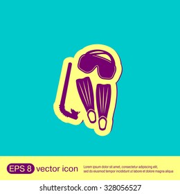 diving mask, fins and snorkel. diving symbol. sea holiday icon