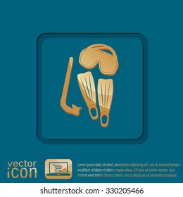 diving mask, fins and snorkel. diving symbol. sea holiday icon