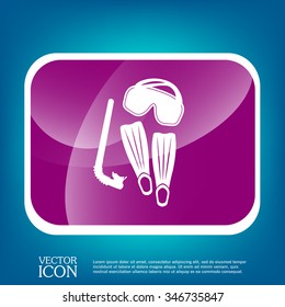 diving mask, fins and snorkel. diving symbol. sea holiday icon