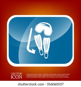 diving mask, fins and snorkel. diving symbol. sea holiday icon