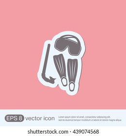 diving mask, fins and snorkel. diving symbol. sea holiday icon