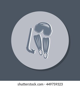 diving mask, fins and snorkel. diving symbol. sea holiday icon