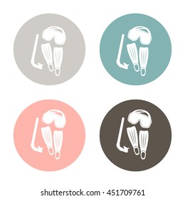 diving mask, fins and snorkel. diving symbol. sea holiday icon