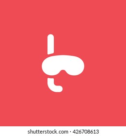 Diving Mask Flat Icon On Red Background