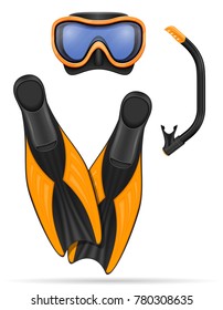 diving mask and flppers stock vector illustration isolated on white background