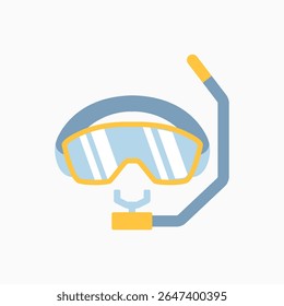 Máscara de buceo y gafas icono plano aislado en blanco	