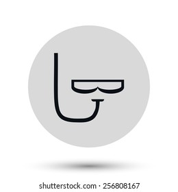 Diving mask icon, black vector symbol, travel camping icon