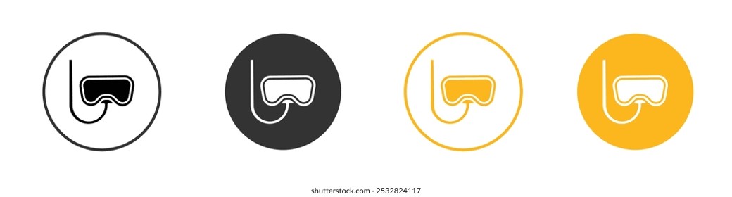 Diving mask icon black and white vector outline sign