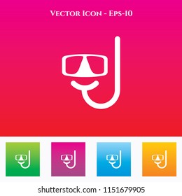 Diving Mask  Icon in Colored Square box. eps-10