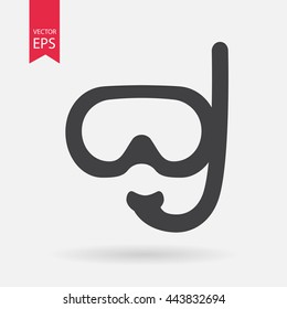 Diving mask icon. Dive mask travel, vacation sign isolated on white background. Flat design style. Vector illustration adapted for web, website, mobile app