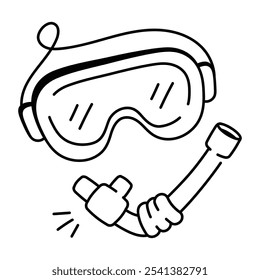 Icono de máscara de buceo en estilo doodle

