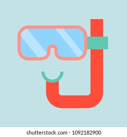 Diving mask icon in flat design, summer concept