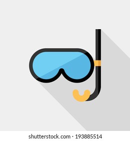 Diving mask icon. Flat design style modern vector illustration. Isolated on stylish color background. Flat long shadow icon. Elements in flat design.