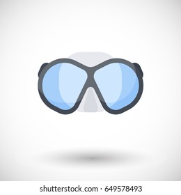 Diving mask icon, Flat design of diving or snorkeling equipment with round shadow, vector illustration