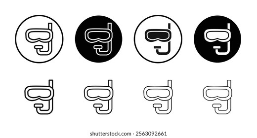 Diving mask icon Flat outline fill set collection