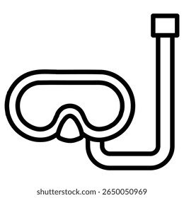 diving mask icon flat thin outline art logo