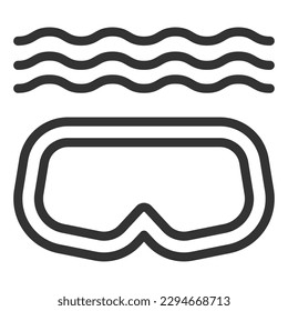 Diving mask  - icon, illustration on white background, outline style