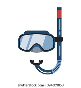 Diving mask icon isolated on a white background. Mask and tube for diving. Flat style vector illustration