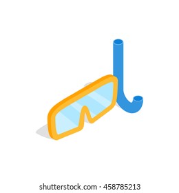 Diving mask icon in isometric 3d style on a white background