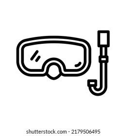 Diving Mask Icon. Line Art Style Design Isolated On White Background