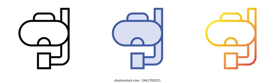 diving mask icon. Linear, Blue Fill and Gradient Style Design Isolated On White Background