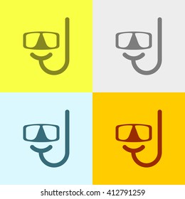 Diving Mask Icon on Four Different Backgrounds. Eps-10.