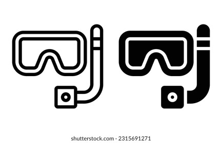 Diving mask icon with outline and glyph style.
