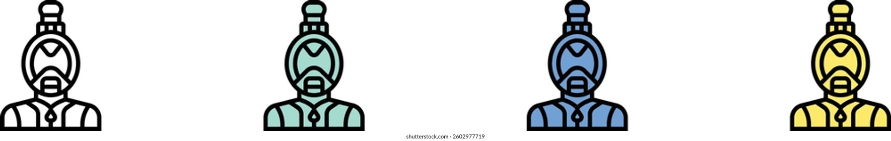diving mask icon. Outline, Green, Blue and Yellow Style Design Isolated On White Background