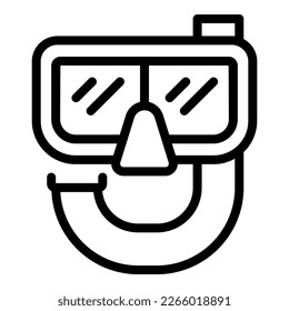 Vector de contorno de icono de máscara de buceo. Campo de verano. Niño de vacaciones