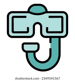 Diving mask icon outline vector. Equipment center. Sport store color flat