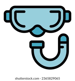 Diving mask icon outline vector. Sea landmark. Balkan world color flat