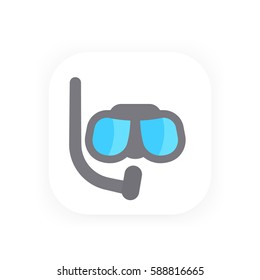 Diving mask icon, pictogram in flat style