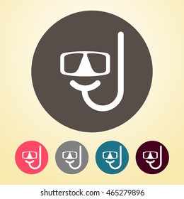 Diving Mask Icon in round shape.