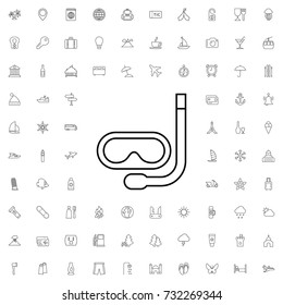 Diving mask icon. set of outline tourism icons.