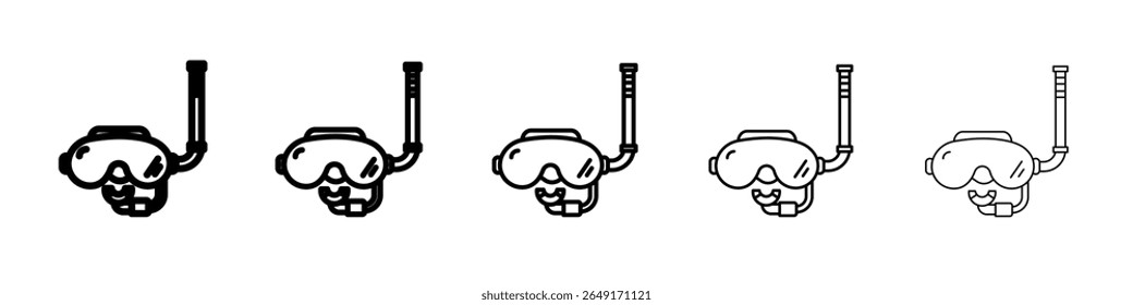Diving mask icon thin outline logo mark set