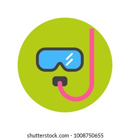 Diving Mask Icon Underwater Glasses Equipment Flat Vector Illustration