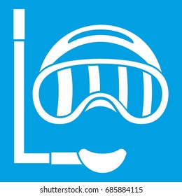 Diving mask icon white isolated on blue background vector illustration