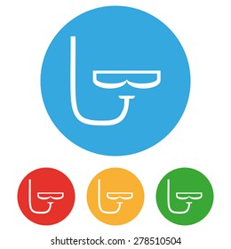 Diving mask icons set, white vector symbol, travel camping icon.